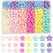 720 Pieces Candy Color Acrylic Heart Beads Star And Round Beads, Colorful Assorted Plastic Pastel Circle Shape Cute Loose Beads Bulk for Bracelets Jewelry Making DIY Crafts Necklace